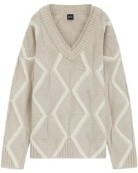 BOSS - Patterned V-Neck Sweater - Lyst