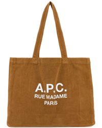 A.P.C. - Tote Bag aus Cord mit Logo-Print - Lyst