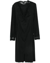 Ermanno Scervino - Lace-Trimmed Buttoned-Front Pleated Midi Dress - Lyst