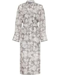 Brunello Cucinelli - Midikleid Mit Blatt-Print - Lyst