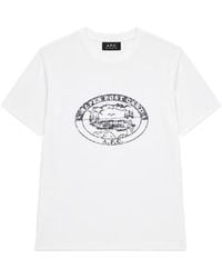 A.P.C. - T-Shirt À Logo De Camping Effet Délavé - Lyst