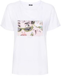 Liu Jo - Illustration-print Rhinestone-embellished T-shirt - Lyst