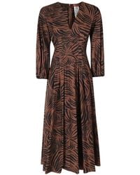 Max Mara - Mstastice Zebra-Print V-Neck Midi Dress - Lyst