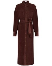 Brunello Cucinelli - Fluid Corduroy Shirt Dress - Lyst