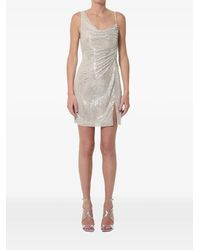 Self-Portrait - Rhinestone-Embellished Draped Mini Dress - Lyst