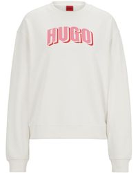 HUGO - Sweater Van Katoenblend Met Logoprint - Lyst