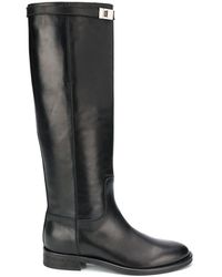 flat black calf length boots