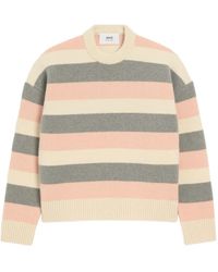 Ami Paris - Gestreepte Trui Met Ronde Hals - Lyst