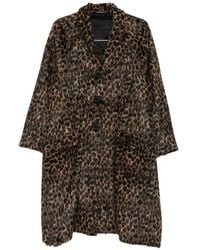 Rundholz - Leopard-Jacquard Single-Breasted Coat - Lyst