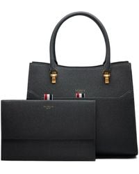 Thom Browne - Large Leather Clasp Tote Bag - Lyst