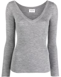 P.A.R.O.S.H. - V-Neck Ribbed Wool Jumper - Lyst