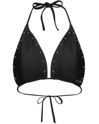 KARL LAGERFELD - Signature Studded Bikini Top - Lyst