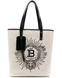 Balmain - Varsity Embroidered-logo Tote Bag - Lyst