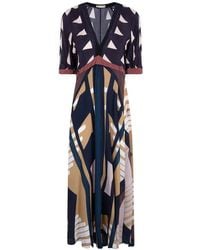 VOLANTIS - The One Geometric-Print V-Neck Dress - Lyst