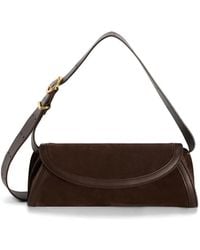 Jil Sander - Kleine Cannolo Handtasche Aus Wildleder Mit Führungskanten, Verstellbarem Riemen Und Geprägtem -Logo - Lyst