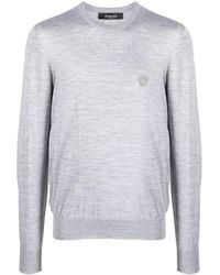 Versace - Embroidered Wool-blend Jumper - Lyst