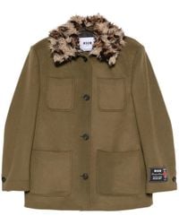 MSGM - Faux-Fur Collar Coat - Lyst