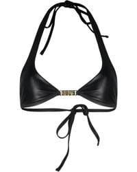 Gcds - Logo-Plaque Halterneck Bikini Top - Lyst