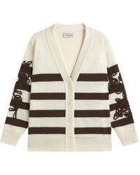ERMANNO FIRENZE - Stripe-Pattern Floral-Embroidered Cardigan - Lyst