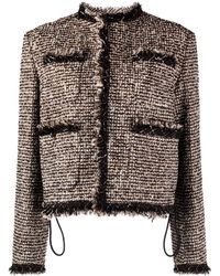 Sacai - Tweed-panel Cropped Puffer Jacket - Lyst