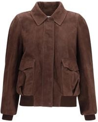 Loewe - Suede Bomber Jacket - Lyst
