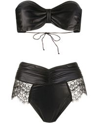 Oséree Bikini Met Kanten Vlakken - Zwart