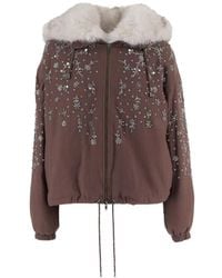Stella McCartney - Embellished Faux-Fur-Trim Jacket - Lyst
