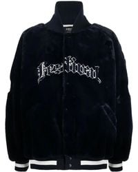 FIVE CM - Logo-Embroidered Faux-Fur Baseball Jacket - Lyst