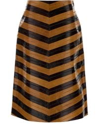 Fendi - Two-Tone Leather Skirt - Lyst