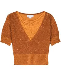 Genny - Haut Orné De Sequins À Col V - Lyst