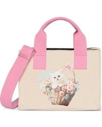 MSGM - Sac Cabas À Fleurs À Anses - Lyst