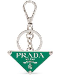 Prada Triangle-logo Keyring - Green