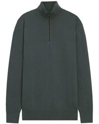 BOSS - Pull En Maille Gaufrée À Col Zippé - Lyst