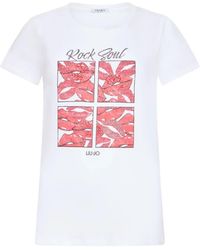 Liu Jo - Lips-Print Cotton T-Shirt - Lyst