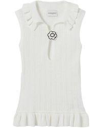 Claudie Pierlot - Polo En Maille Pointelle À Volants - Lyst