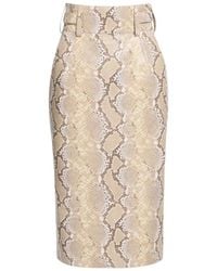 Elie Saab - Python-Print Belt-Loops Midi Skirt - Lyst