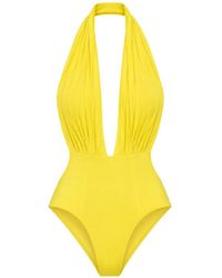 Norma Kamali - Wonderwoman Halterneck Ruched Bodysuit - Lyst