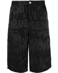 McQueen - Graffiti Logo-Jacquard Shorts - Lyst