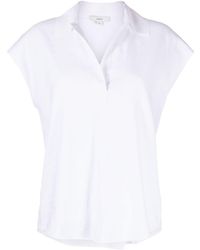Vince - Cap-sleeve Linen-blend Polo Shirt - Lyst