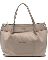 ARMANI EXCHANGE - Monogram-Embossed Leather Tote Bag - Lyst