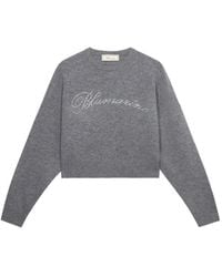Blumarine - Rhinestone-Logo Wool Sweater - Lyst