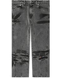 PDF - Embroidered Distressed Jeans - Lyst