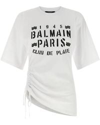 Balmain - Drawstring Print-Detail T-Shirt - Lyst