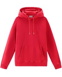 Woolrich - Logo-embroidered Cotton Hoodie - Lyst