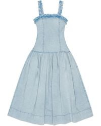Ganni - Ruffle-Detail Midi Dress - Lyst
