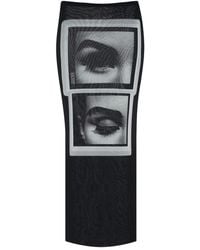 Jean Paul Gaultier - Re-Edition: Mesh Long Skirt Printed "Eyes And Lips - Lyst
