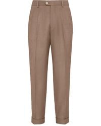 Brunello Cucinelli - Pantalon En Laine À Design Plissé - Lyst