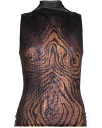 Jean Paul Gaultier - Top Met Hoge Hals En Houtprint - Lyst