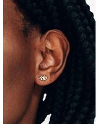 Anzie - Evil Eye End ダイヤモンド ピアス 14Kイエローゴールド - Lyst