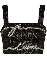 Balmain - Cropped-Top Mit Pailletten - Lyst